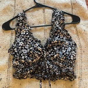 black and white floral crop top